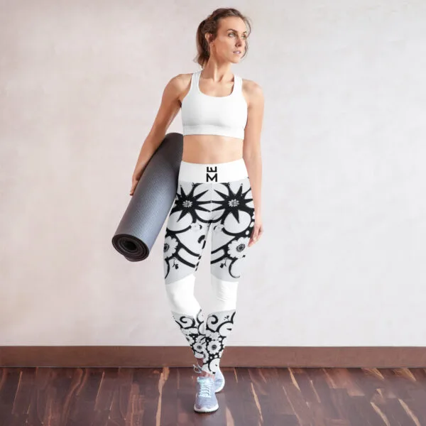 Leggings de yoga all over mujer Flowers B&W