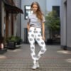 Leggings de yoga all over mujer Flower Bubbles B&W