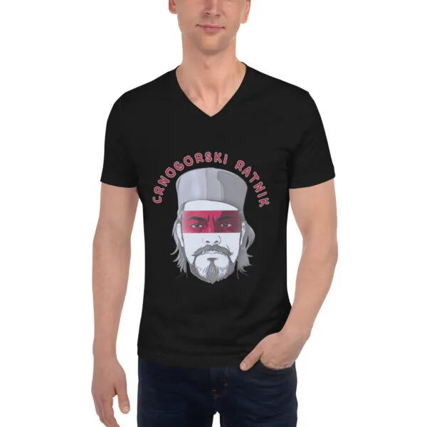vigorosa camiseta unisex-v-neck-tee-black-front-6720e7e73b186.jpg Vigorosa camiseta Unisex manga corta y cuello V - Guerrero Montenegrino