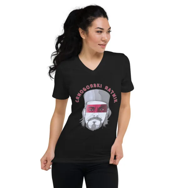 unisex-v-neck-tee-black-front-6720e7e73ff1e.jpg Vigorosa camiseta Unisex manga corta y cuello V - Guerrero Montenegrino