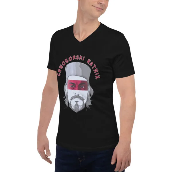 unisex-v-neck-tee-black-left-front-6720e7e741124.jpg Vigorosa camiseta Unisex manga corta y cuello V - Guerrero Montenegrino