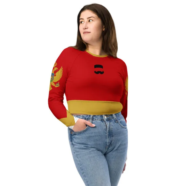 Top curto de manga comprida - Bigode Montenegrino (vermelho)