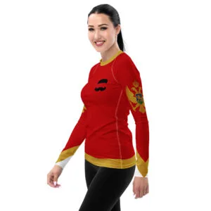 Camiseta de manga comprida para mulher - Bigode Montenegrino (vermelha)